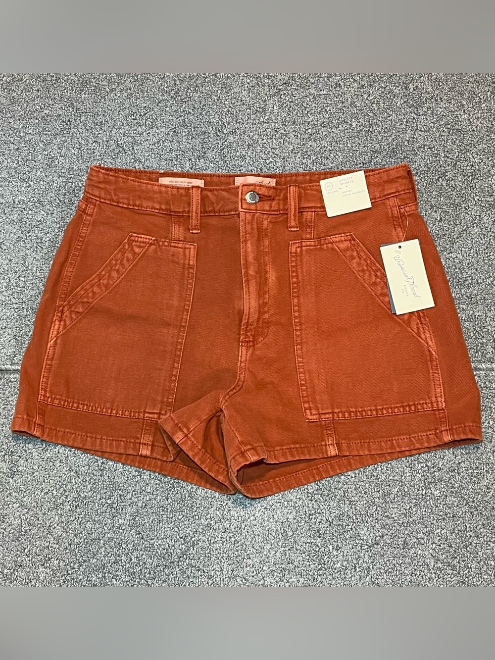 Universal Thread High Rise Utility Canvas Shorts Womens Size 10 Orange NWT